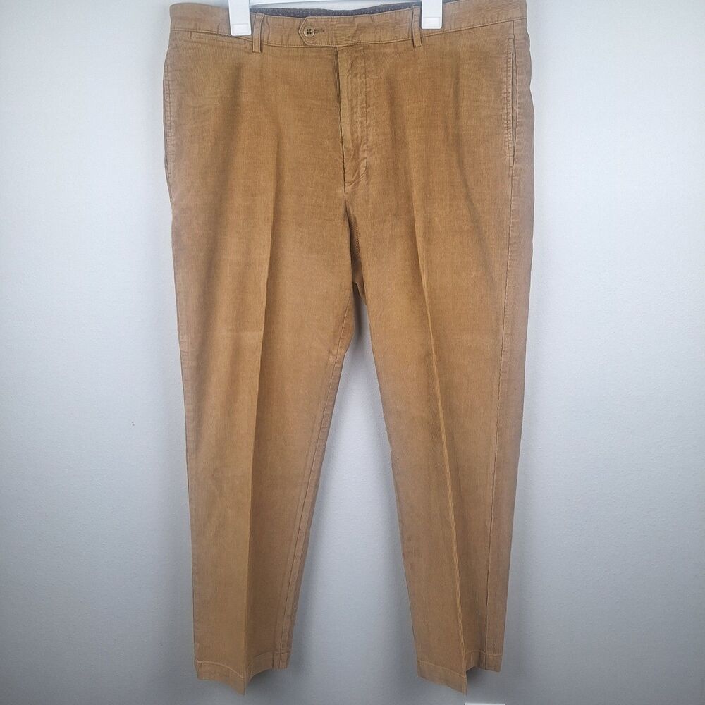 Cremieux Mens 38x30 Straight Corduroy Pants Brown Stretch Casual